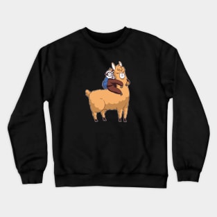 Cute Nerdy Sloth Riding a Llama Crewneck Sweatshirt